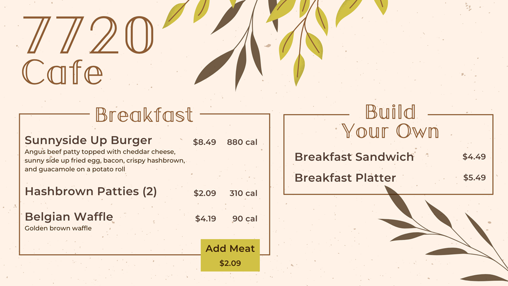 7720 breakfast menu