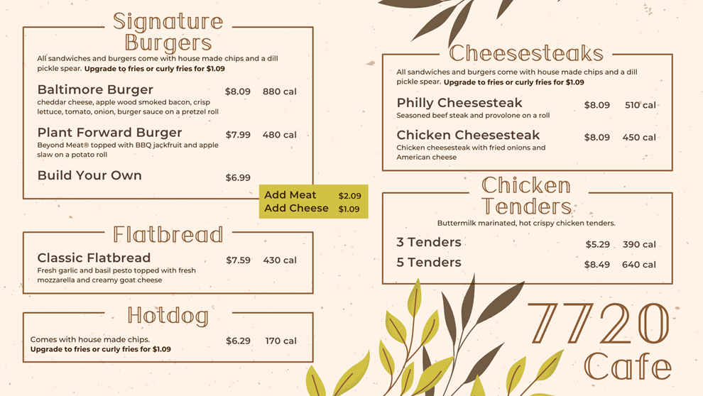 7720 Burger Menu