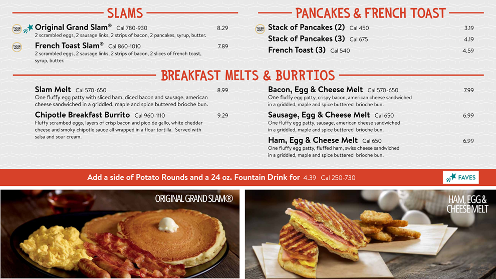 Denny's breakfast menu