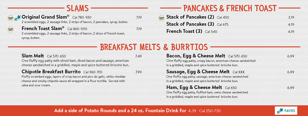 The Den Breakfast Menu