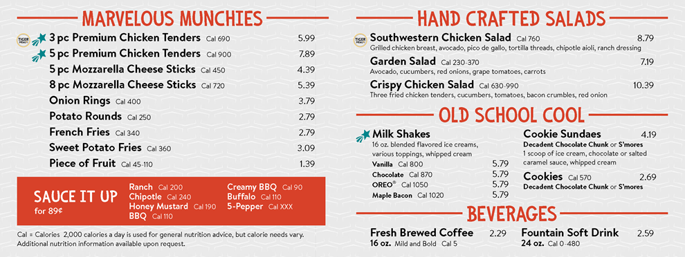 The Den Salad Menu