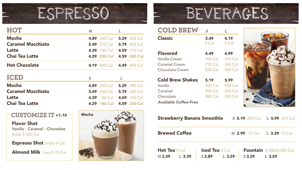 Einstein Bros Bagels drink menu
