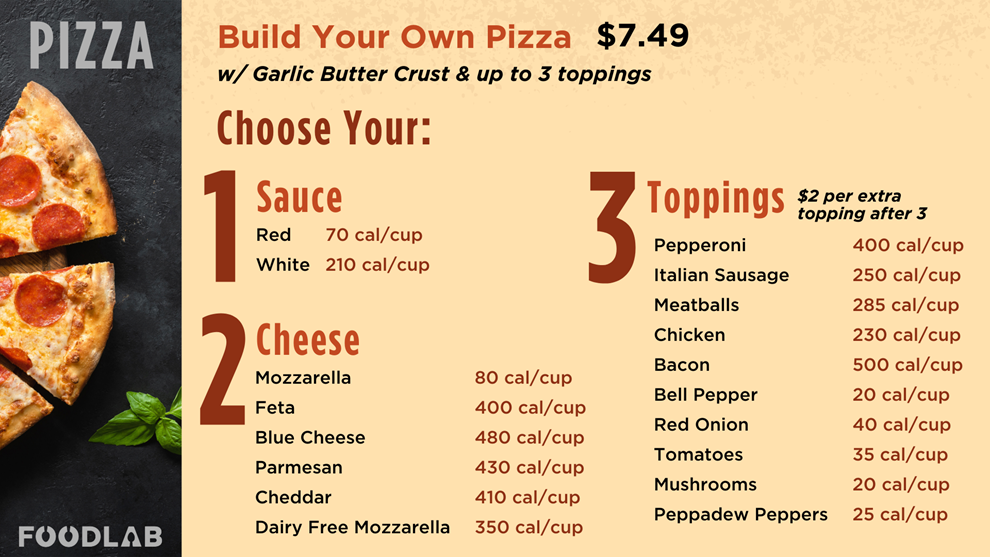 food lab pizza menu