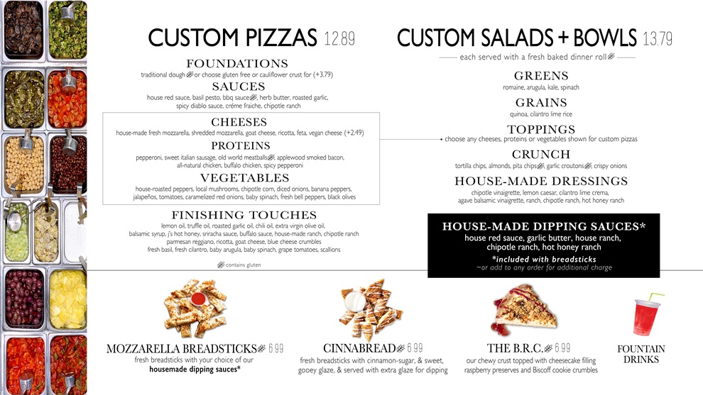 snap pizza custom menu