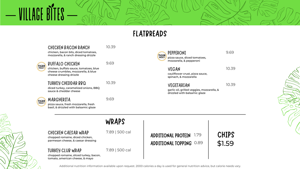 village bites flatbread menu