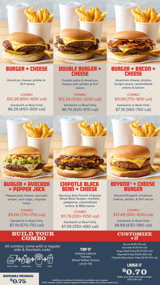 b+f burger menu