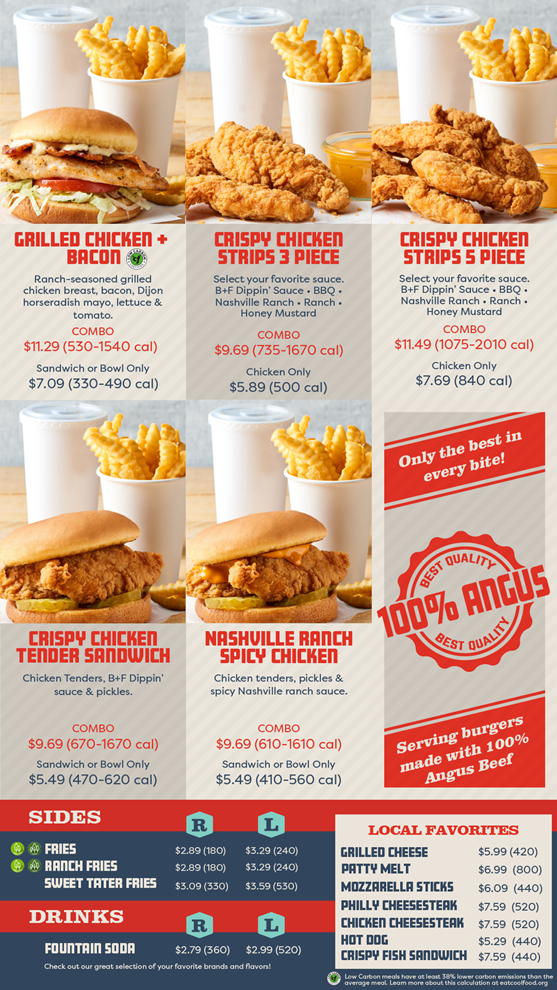 b+f chicken menu