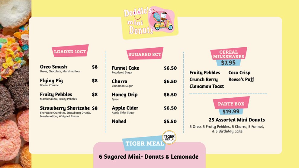 deddle's donuts menu
